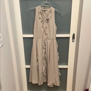 Banana Republic Cream Tan Ruffled Midi Dress, 0P